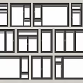 Various Window Designs With Different Frame Styles And Glass Panels 3d model