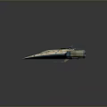 Futuristic Sci Fi Spaceship Model With Camouflage Pattern Sleek Wings And Metallic Details