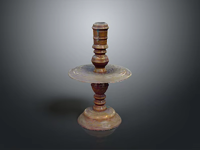 Vintage Wooden Candlestick With Multi Tiered Design And Carved Decorative Base 3d model