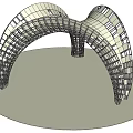 Modern Outdoor Curved Pergola Structure With Hollow Design And Human Figure
