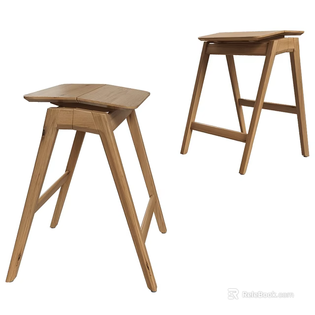 Wooden Bar Stools With Modern Minimalist Design And Crossed Leg Structure 3d model 