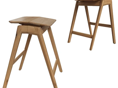 Wooden Bar Stools With Modern Minimalist Design And Crossed Leg Structure 3d model