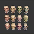 3D Character Head Models With Various Facial Expressions In Digital Design 3d model