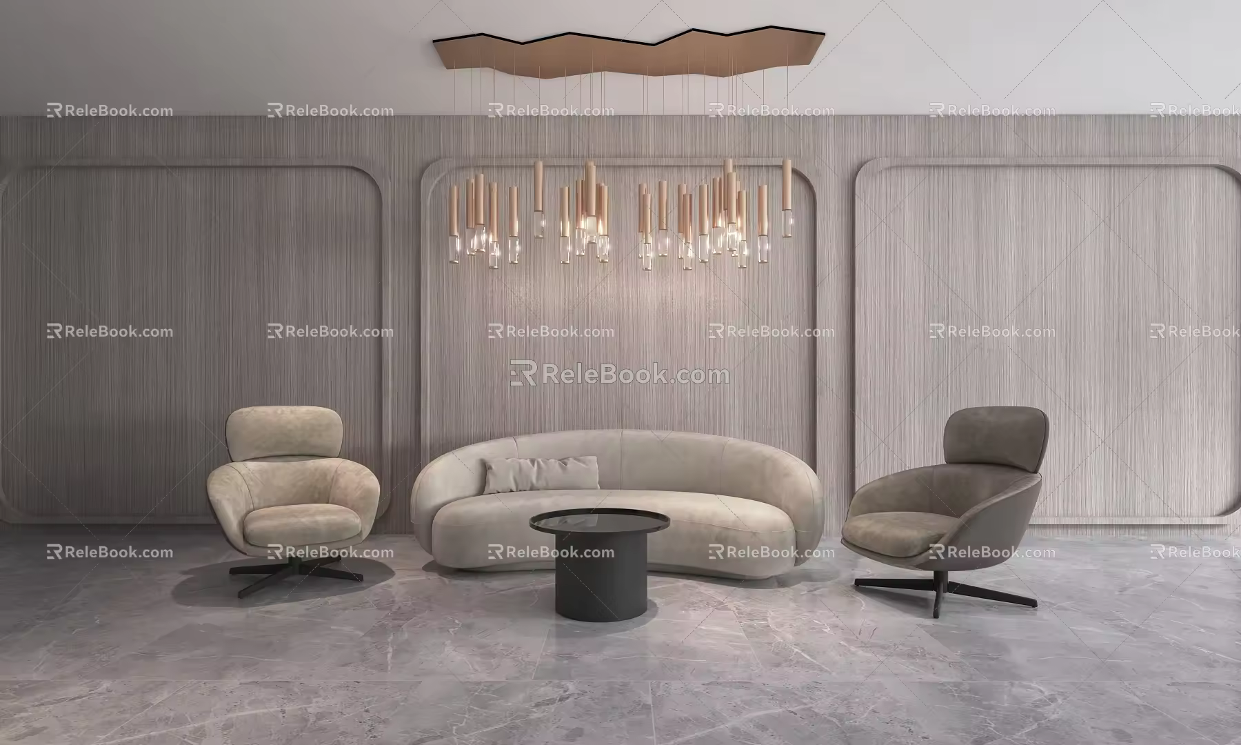 Modern Multiplayer Sofa Lamps Multi-head Crystal Combination 3d model