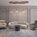Modern Multiplayer Sofa Lamps Multi-head Crystal Combination 3d model