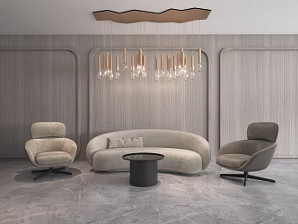 Modern Multiplayer Sofa Lamps Multi-head Crystal Combination 3d model