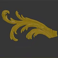 Elegant Intricate Golden Wooden Carving With Scrolls And Leaves Design