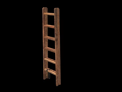 Wooden Ladder Style Staircase with Simple Structure and Natural Wood Texture 3d model