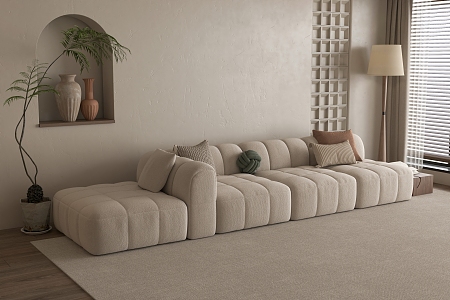 Cream wind sofa combination 3d model