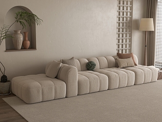 Cream wind sofa combination 3d model