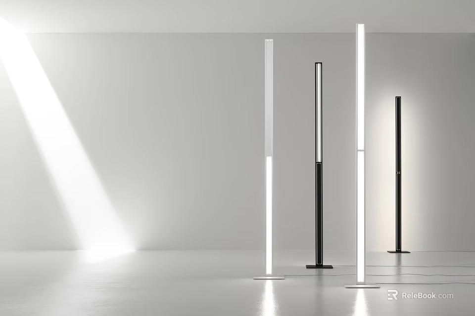 Minimalist Modern Floor Lamps With Varied Styles In Bright Room 3d model 