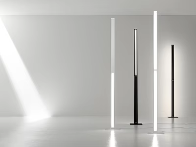 Minimalist Modern Floor Lamps With Varied Styles In Bright Room 3d model
