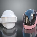 Modern Helmets in White and Pink With Mirror Block Surface Design