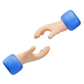 Two Hands with Blue Cuffs Displaying Interactive Reaching Gesture on White Background 3d model
