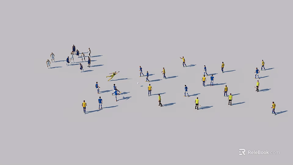 Group of People Engaging in Various Activities With Different Poses in Open Area 3d model 