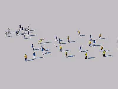 Group of People Engaging in Various Activities With Different Poses in Open Area 3d model