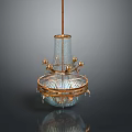 Chandelier Lighting Combination with Golden Metal Frame Transparent Crystal Pendants and Decorative Spheres