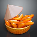 Orange Crescent Shaped Food In Textured Bowl With Conical Lid