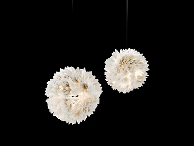 Elegant White Floral Textured Pendant Lights For Modern Interior Design 3d model