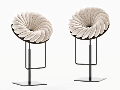 Modern Petal Shaped Bar Stools With Upholstered Seats And Black Metal Frames 3d model