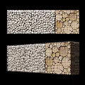 Natural Style Room Divider Design Featuring Pebble Wall And Wooden Log Slice Panels