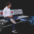 Modern Outdoor Public Bench Featuring LED Lights And 5G Projection For Mobile Phone Users