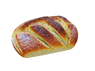 Freshly Baked Crusty Bread With Golden Brown Surface And Sliced Patterns 3d model
