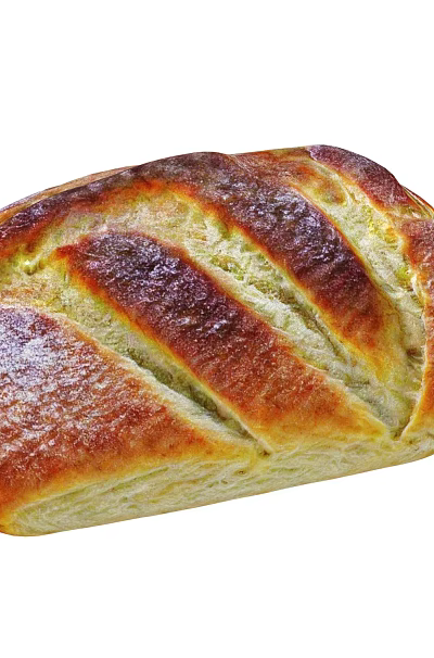 Freshly Baked Crusty Bread With Golden Brown Surface And Sliced Patterns 3d model