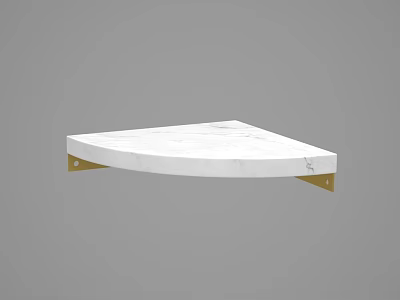 White Marble Bathroom Corner Shelf With Golden Brackets For Wall Mounting 3d model