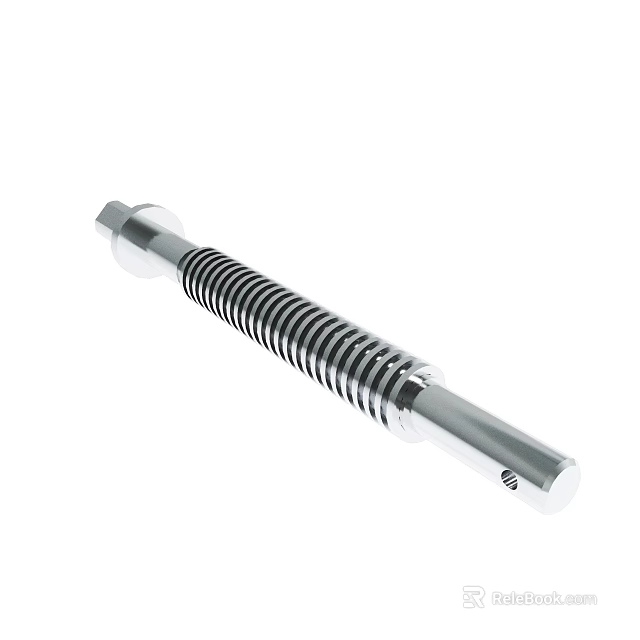 Stainless Steel Mechanical Component with Coiled Spring and Cylindrical Ends 3d model 