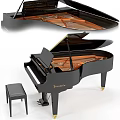 Elegant Black Grand Piano Musical Instrument With Tempered Design And Matching Stool