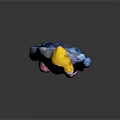 Game Movie Character With Yellow Hood Blue Jacket White Shirt Tie Blue Pants Pink Shoes