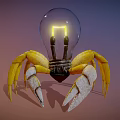 Unique Bulb Crab Design With Transparent Light Bulb Body And Yellow Claws Illuminated Inside