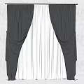 Black And White Window Curtains With Elegant Drapes And Sheer Panels 3d model
