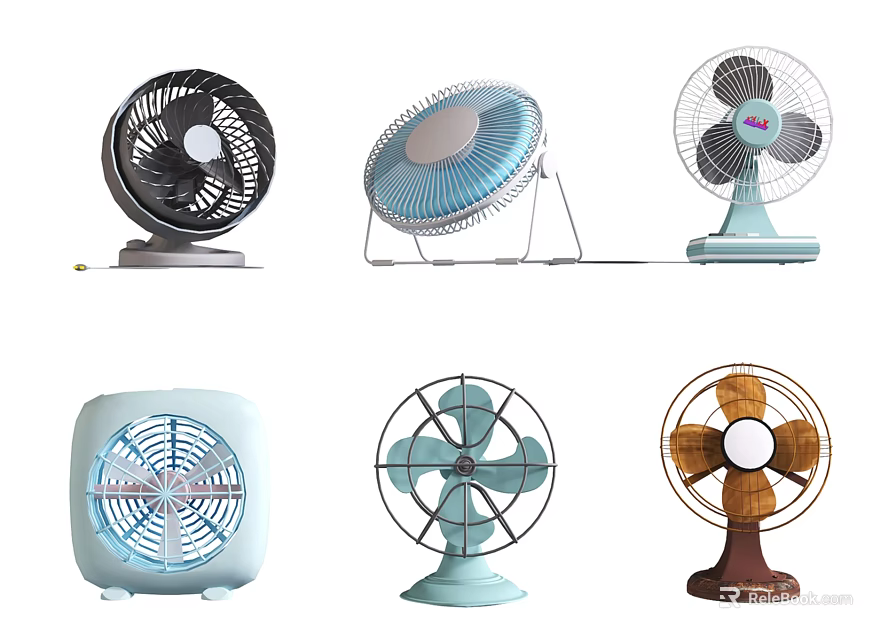 Collection Of Air Conditioning Fans Featuring Various Colors And Different Styles 3d model 