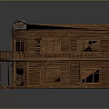 Wooden Two Story Old Town Saloon Building Model With Balcony And Sign