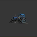 Old Blue Tractor Displayed On White Circular Platform With Gray Background 3d model