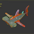 Toy Airplane Featuring Silver Body Red Wings And Streamlined Design 3d model