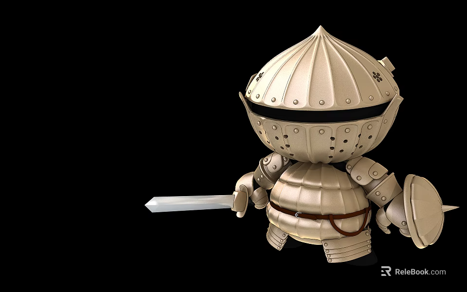 Cute Cartoon Knight Armor Decorative Ornament Set With Sword And Shield 3d model 