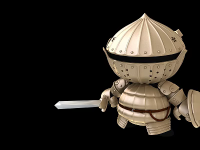 Cute Cartoon Knight Armor Decorative Ornament Set With Sword And Shield 3d model