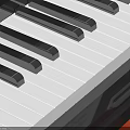 Black Piano With Purple Flowers Sheet Music Figurine And Bench On Red Background