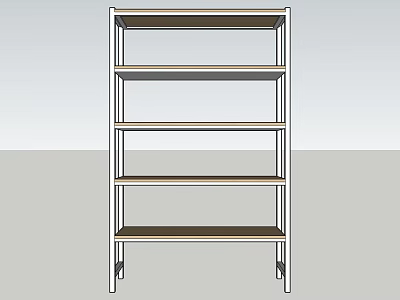 Multi tiered Display Shelf with Metal Frame Wooden Shelves and Mobile Casters 3d model