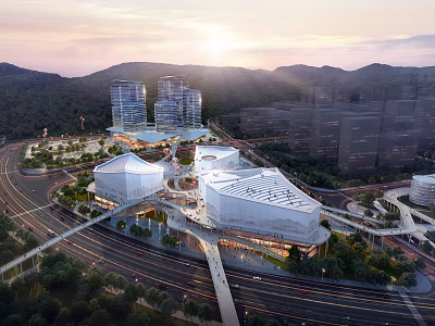 Modern Urban Aerial Planning With Architecture Layout Green Spaces And Road Network 3d model