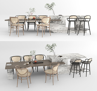 Modern Dining Table Chair Combination Dining Table Chair 3d model