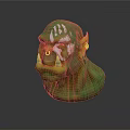 Game Movie Character With Green Skin White Facial Markings Pointed Ears And Tusked Mouth