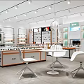 Bright Modern Optical Store Interior With Display Counters And Eyewear Racks 3d model