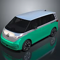 Volkswagen Modern Green And Silver Van With Sleek Design Black Wheels And Front Grille
