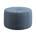 Modern Round Fabric Ottomans In Beige And Navy Blue With Stitched Top Design Details