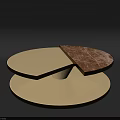 Modern Round Coffee Table With Two Tier Light And Brown Marble Pattern Top White Base 3d model