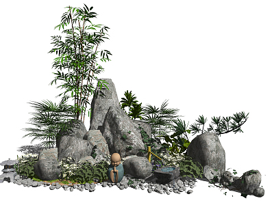 New Chinese style landscape sketch rockery stone landscape sketch courtyard landscape model